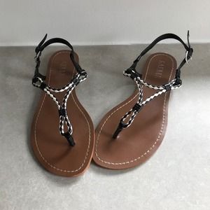 Ralph Lauren Braided Leather Thong Sandals